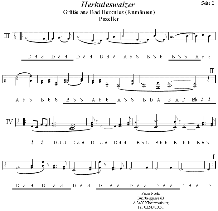 Herkuleswalzer von Pazeller - Seite 2 - in Griffschrift f�r Vierreihige Steirische Harmonika. 
Bitte klicken, um die Melodie zu h�ren.