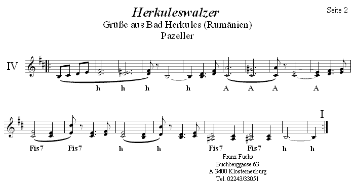 Herkuleswalzer von Pazeller - Seite 2 - zweistimmige Noten. 
Bitte klicken, um die Melodie zu h�ren.