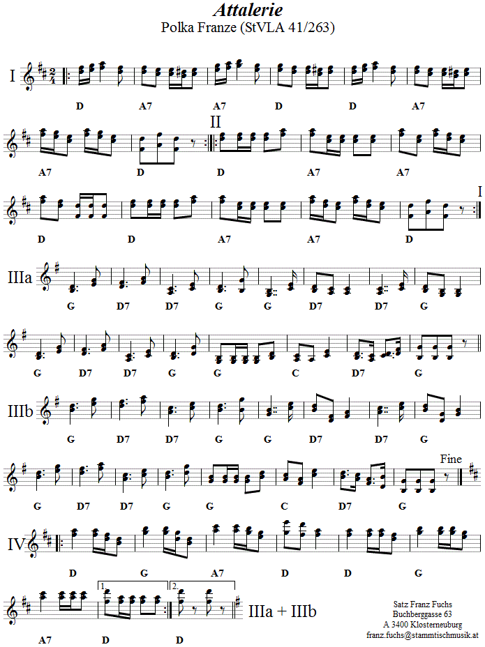 Attalerie Polka Franze - zweistimmige Noten. 
Bitte klicken, um die Melodie zu hren.