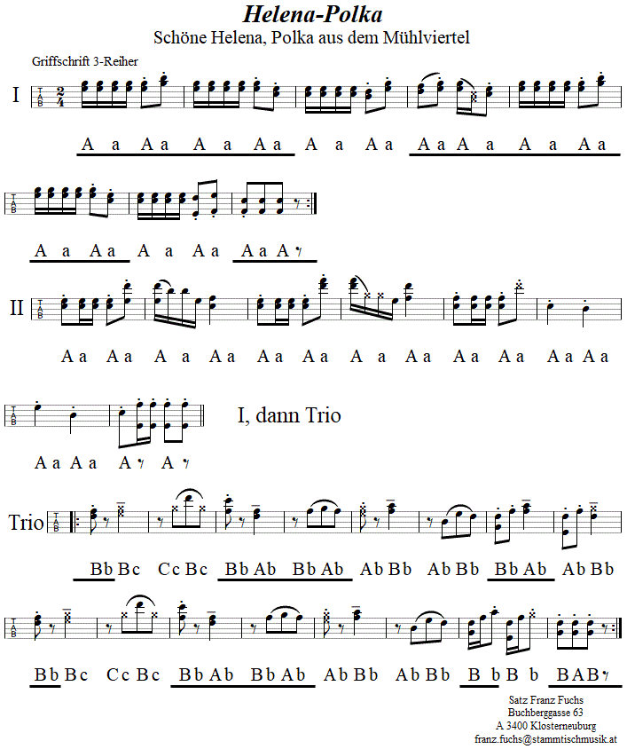 Helena-Polka in Griffschrift fr Steirische Harmonika. 
Bitte klicken, um die Melodie zu hren.