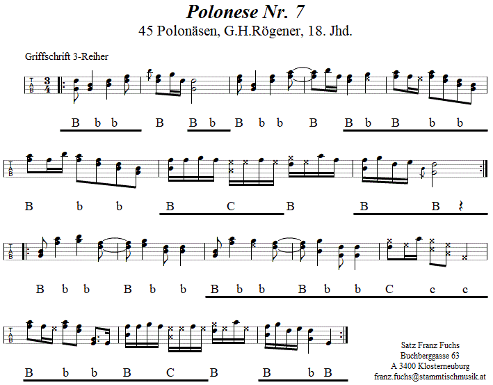 Polonese 7 in Griffschrift fr Steirische Harmonika. 
Bitte klicken, um die Melodie zu hren.