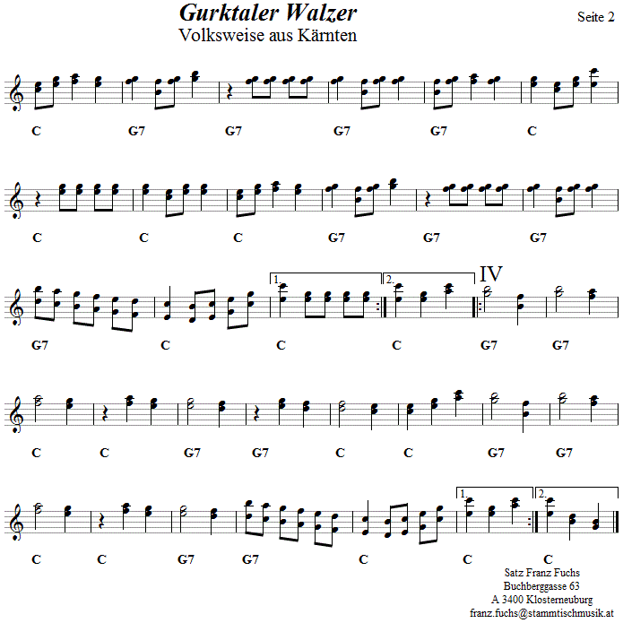 Gurktaler Walzer 2 in zweistimmigen Noten. 
Bitte klicken, um die Melodie zu hren.