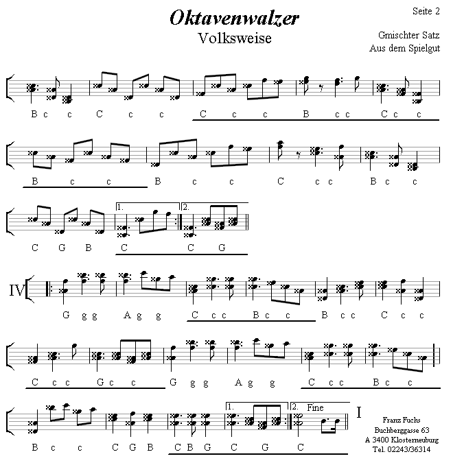 Oktavenwalzer in Griffschrift f�r steirische Harmonika