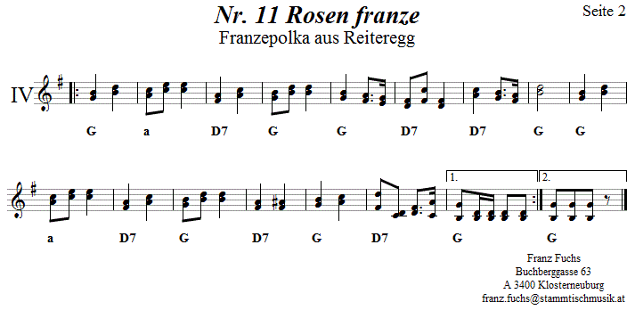 Nr. 11 Rosen franze 2 in zweistimmigen Noten. 
Bitte klicken, um die Melodie zu hren.