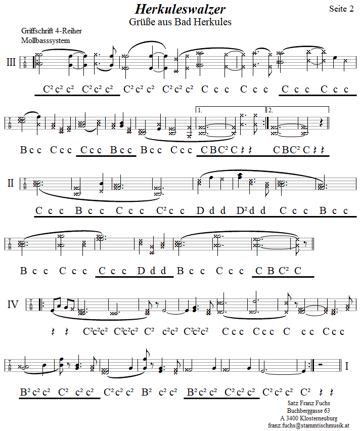 Herkuleswalzer von Pazeller - Seite 2 - in Griffschrift fr Steirische Harmonika. 
Bitte klicken, um die Melodie zu hren.