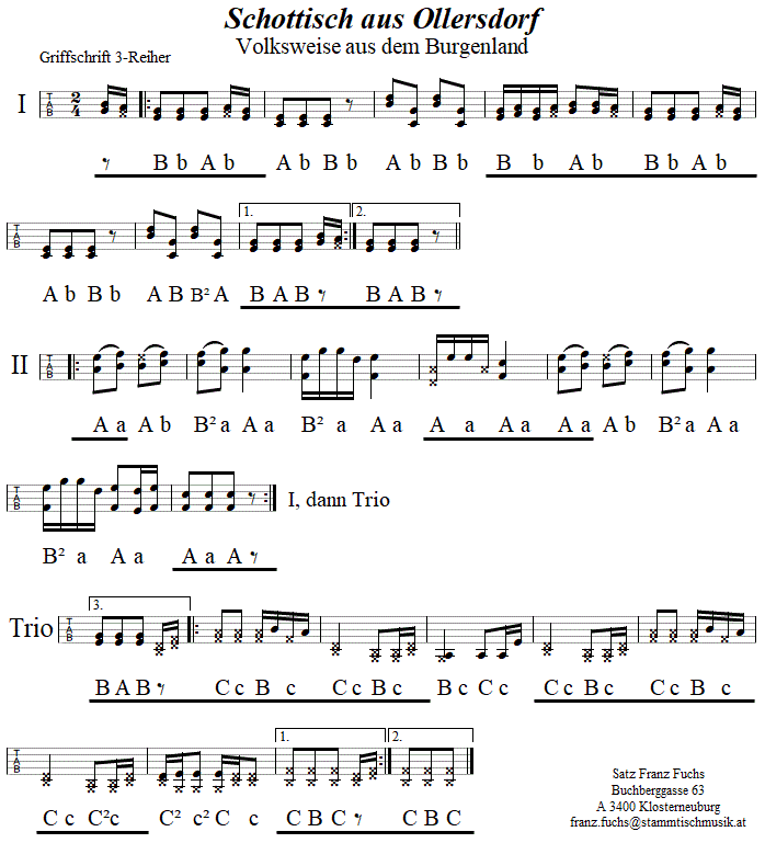 Schottisch aus Ollersdorf in Griffschrift fr Steirische Harmonika. 
Bitte klicken, um die Melodie zu hren.