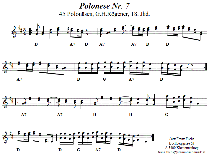 Polonese 7 in zweistimmigen Noten. 
Bitte klicken, um die Melodie zu hren.