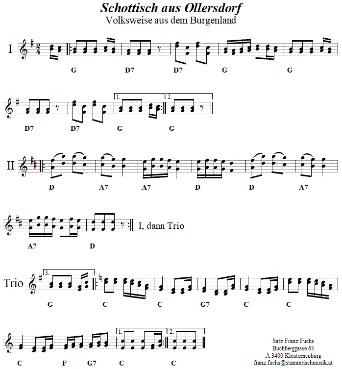 Schottisch aus Ollersdorf in zweistimmigen Noten. 
Bitte klicken, um die Melodie zu hren.