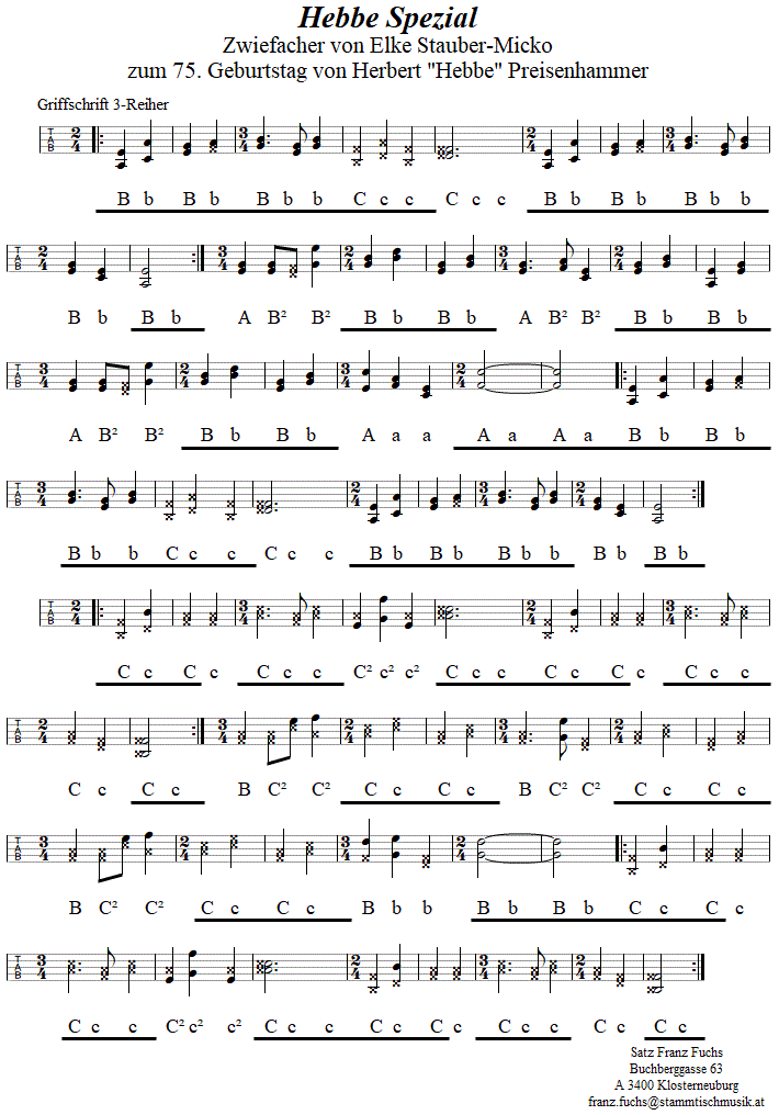 Hebbe Spezial, Zwiefacher in Griffschrift fr Steirische Harmonika. 
Bitte klicken, um die Melodie zu hren.