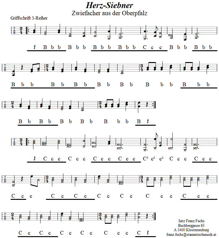 Herz Siebner, Zwiefacher in Griffschrift fr Steirische Harmonika. 
Bitte klicken, um die Melodie zu hren.