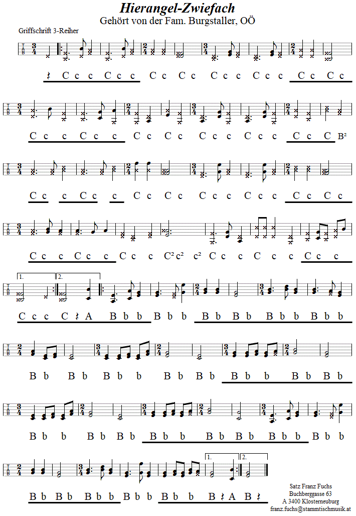 Hierangel-Zwiefacher in Griffschrift für Steirische Harmonika. 
Bitte klicken, um die Melodie zu hören.