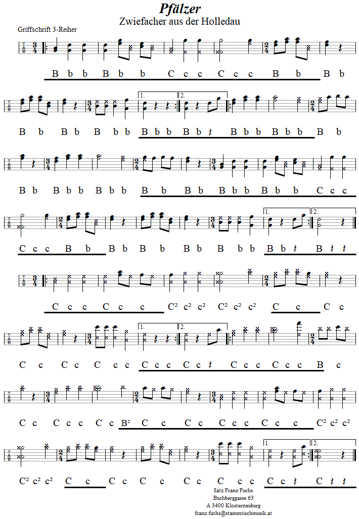 Pflzer, Zwiefacher in Griffschrift fr Steirische Harmonika. 
Bitte klicken, um die Melodie zu hren.