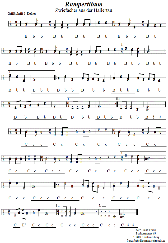 Rumpertibum, Zwiefacher in Griffschrift fr Steirische Harmonika. 
Bitte klicken, um die Melodie zu hren.