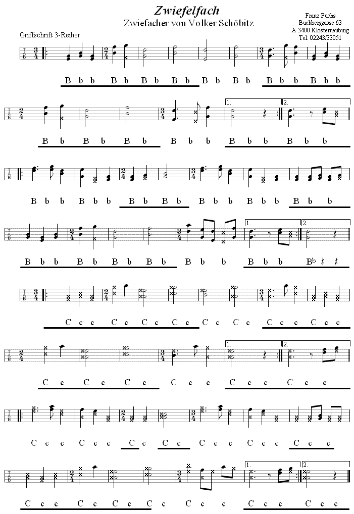 Zwiefelfach Zwiefacher von Volker Schöbitz in Griffschrift für Steirische Harmonika. 
Bitte klicken, um die Melodie zu hören.