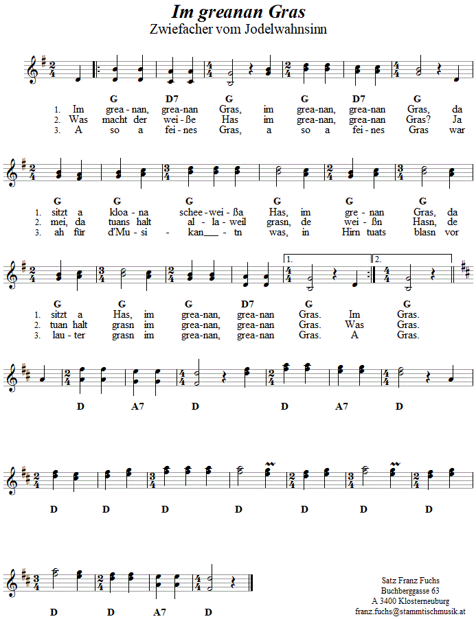Im greanan Gras, Zwiefacher in zweistimmigen Noten. 
Bitte klicken, um die Melodie zu hren.