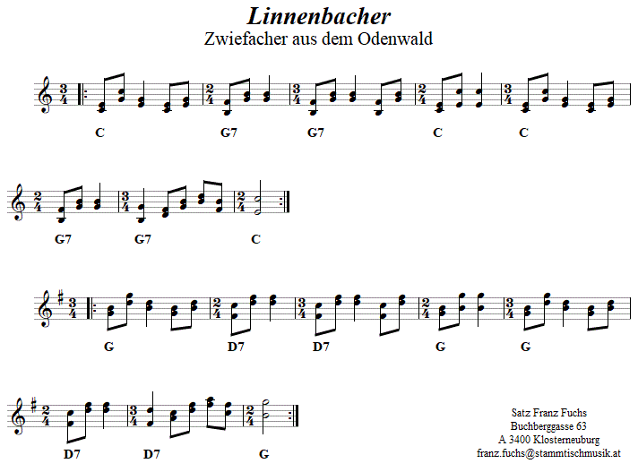Linnenbacher Zwiefacher in zweistimmigen Noten. 
Bitte klicken, um die Melodie zu hören.