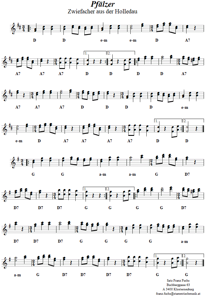 Pflzer, Zwiefacher in zweistimmigen Noten. 
Bitte klicken, um die Melodie zu hren.