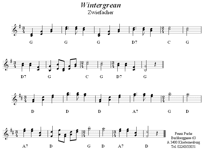 Wintergrean- Zwiefacher in zweistimmigen Noten. 
Bitte klicken, um die Melodie zu hören.